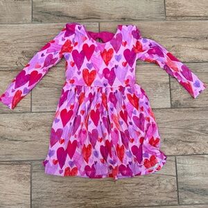 LITTLE SLEEPIES DRESS: HEARTS (Size 3T)